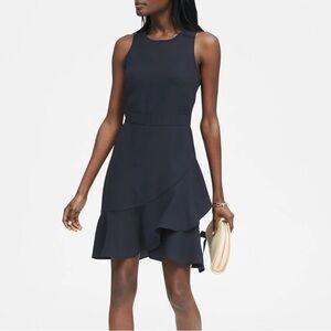 NWT Banana Republic Navy Ruffle Hem Dress Size 20